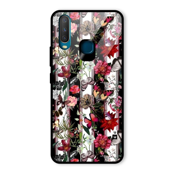 Butterfly Flowers Glass Back Case for Vivo Y15