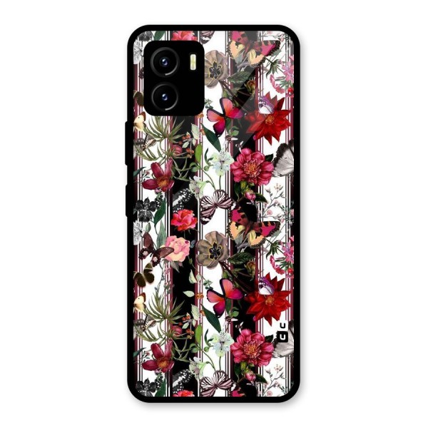 Butterfly Flowers Glass Back Case for Vivo Y15s