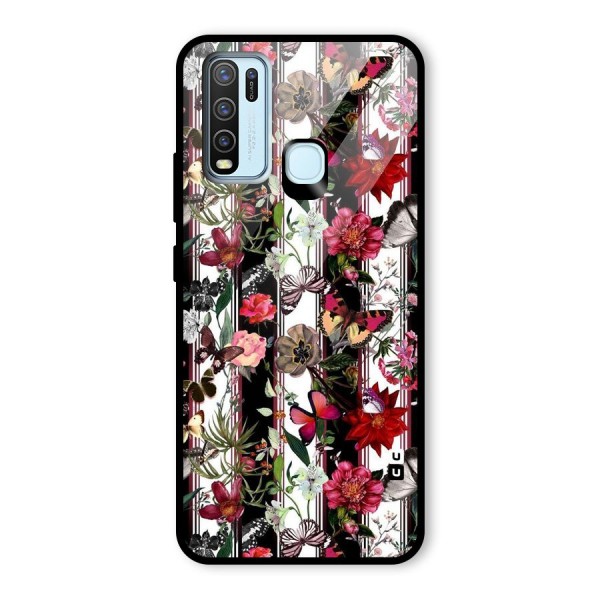 Butterfly Flowers Glass Back Case for Vivo Y30