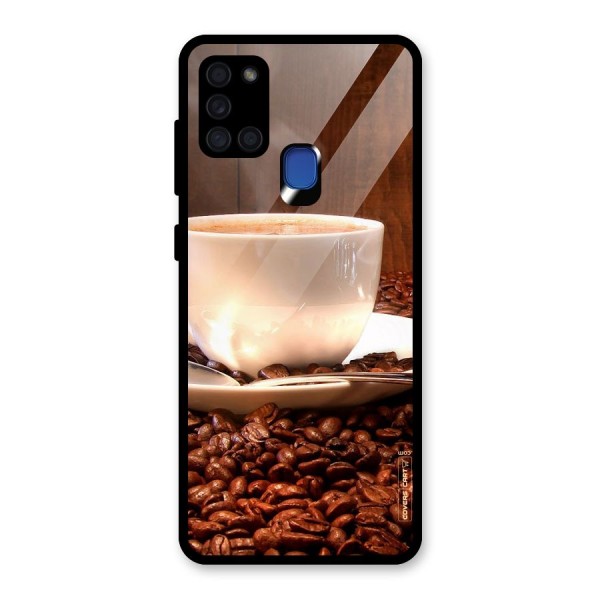 Caffeine Beans Glass Back Case for Galaxy A21s