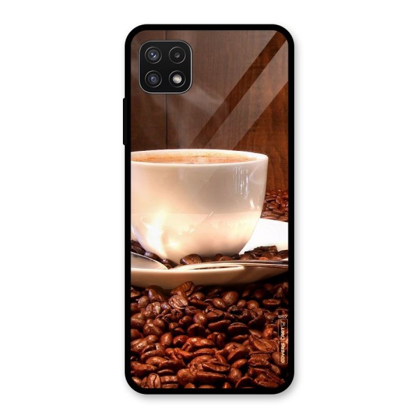 Caffeine Beans Glass Back Case for Galaxy A22 5G