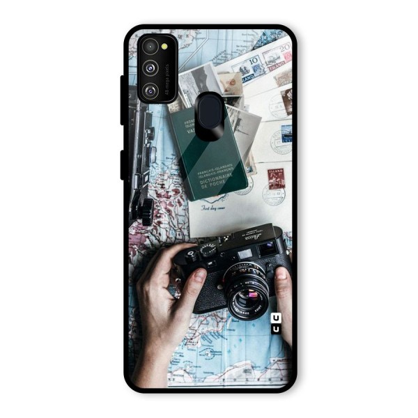 Camera and Postcards Glass Back Case for Galaxy M21