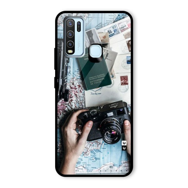 Camera and Postcards Glass Back Case for Vivo Y30