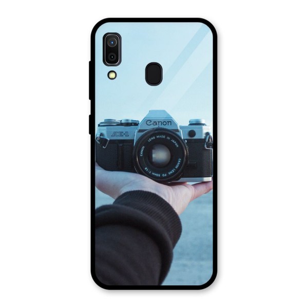 Camera in Hand Glass Back Case for Galaxy A30