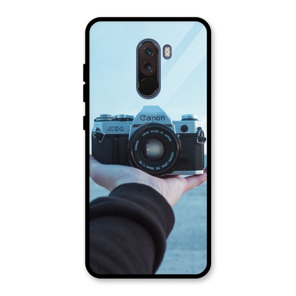 Camera in Hand Glass Back Case for Poco F1