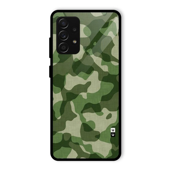 Camouflage Pattern Art Glass Back Case for Galaxy A53 5G