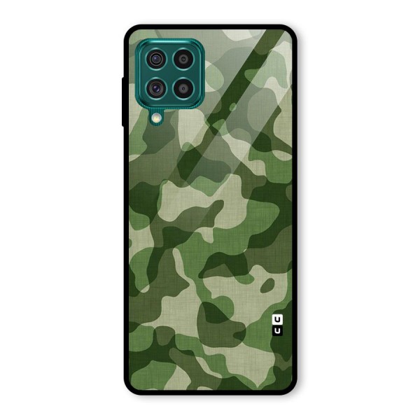 Camouflage Pattern Art Glass Back Case for Galaxy F62