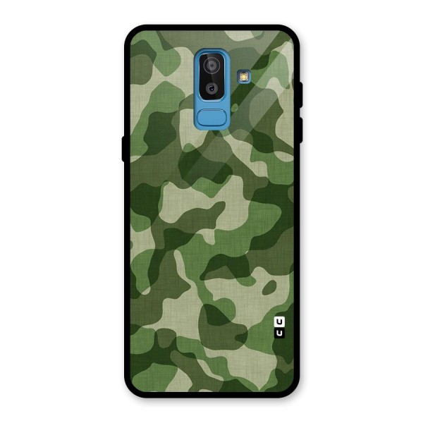 Camouflage Pattern Art Glass Back Case for Galaxy J8