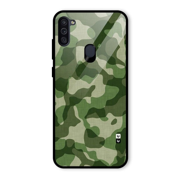 Camouflage Pattern Art Glass Back Case for Galaxy M11