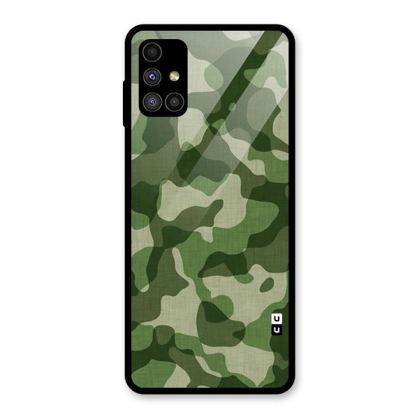 Camouflage Pattern Art Glass Back Case for Galaxy M51
