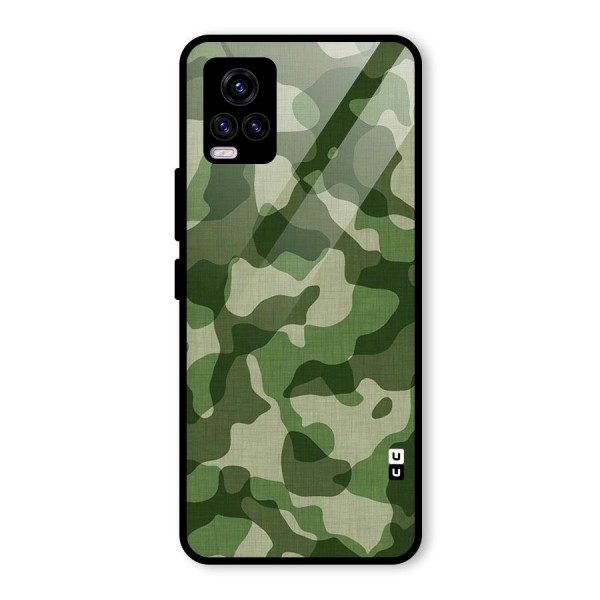 Camouflage Pattern Art Glass Back Case for Vivo V20