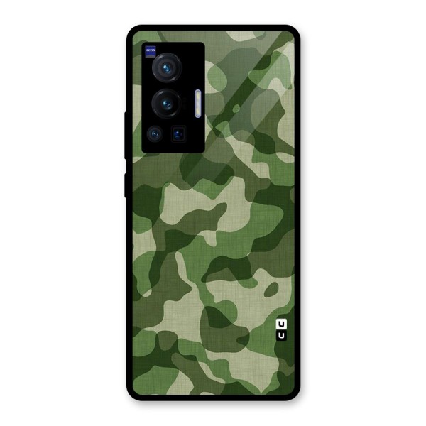 Camouflage Pattern Art Glass Back Case for Vivo X70 Pro