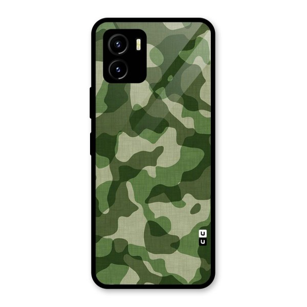 Camouflage Pattern Art Glass Back Case for Vivo Y15s