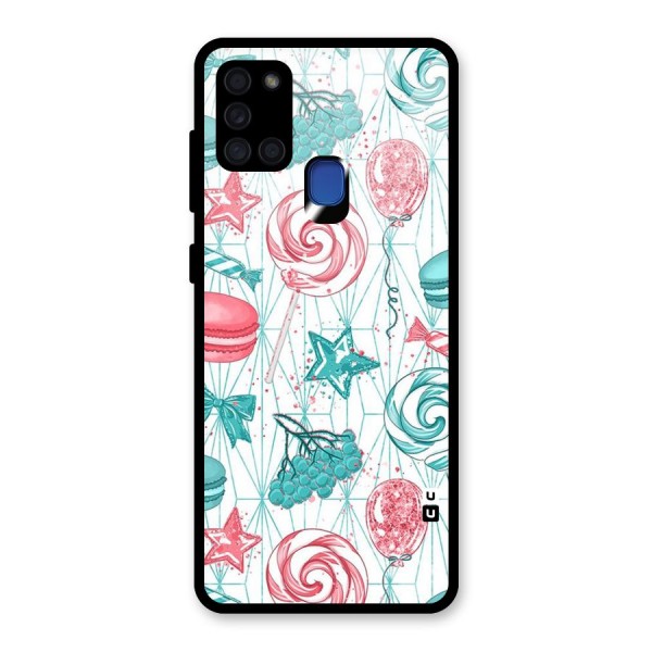 Candies And Macroons Glass Back Case for Galaxy A21s