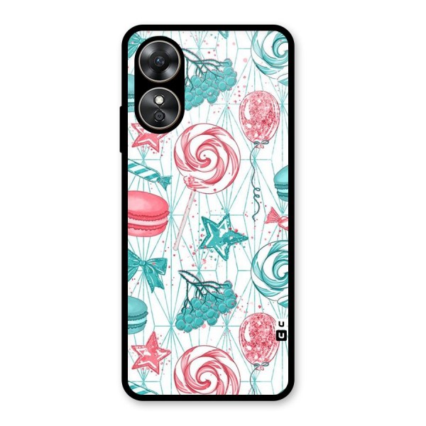 Candies And Macroons Glass Back Case for Oppo A17