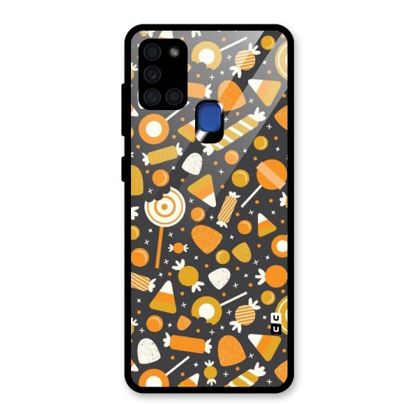 Candies Pattern Glass Back Case for Galaxy A21s