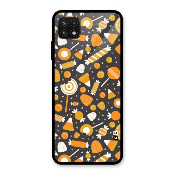 Candies Pattern Glass Back Case for Galaxy A22 5G