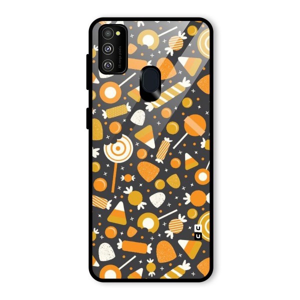 Candies Pattern Glass Back Case for Galaxy M21