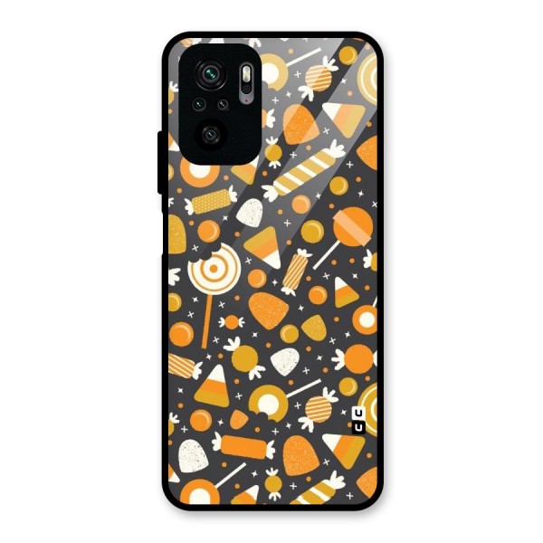 Candies Pattern Glass Back Case for Redmi Note 10