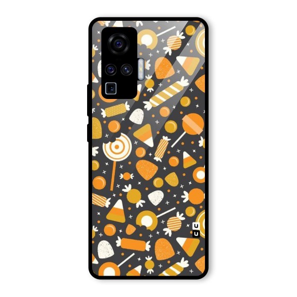 Candies Pattern Glass Back Case for Vivo X50 Pro