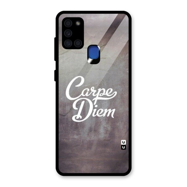 Carpe Diem Rugged Glass Back Case for Galaxy A21s