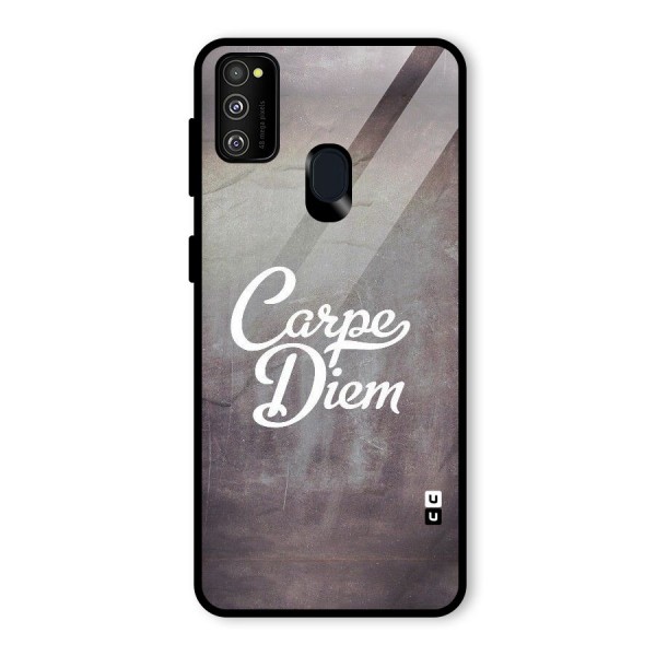 Carpe Diem Rugged Glass Back Case for Galaxy M21