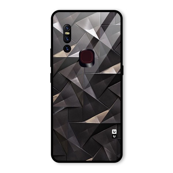 Carved Triangles Glass Back Case for Vivo V15