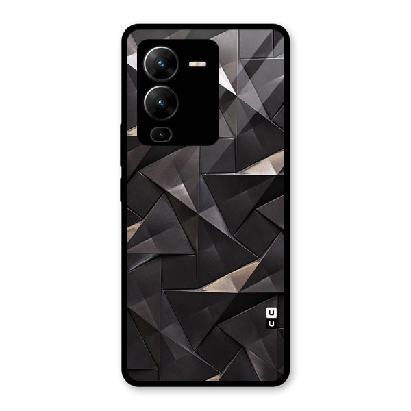 Carved Triangles Glass Back Case for Vivo V25 Pro