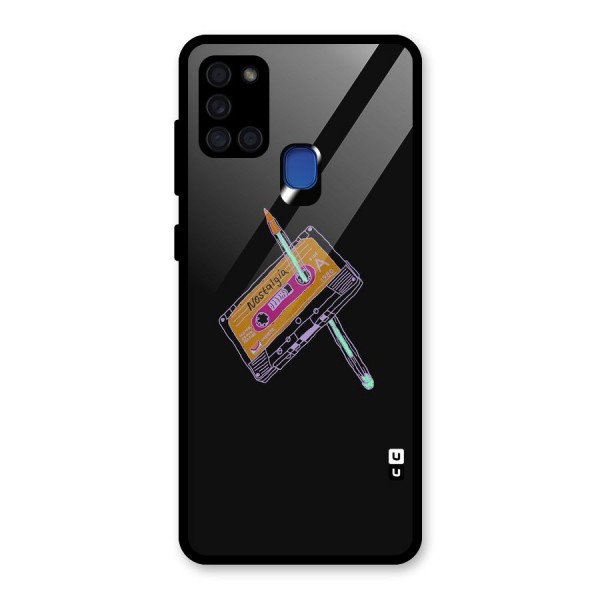 Casette Nostalgia Glass Back Case for Galaxy A21s