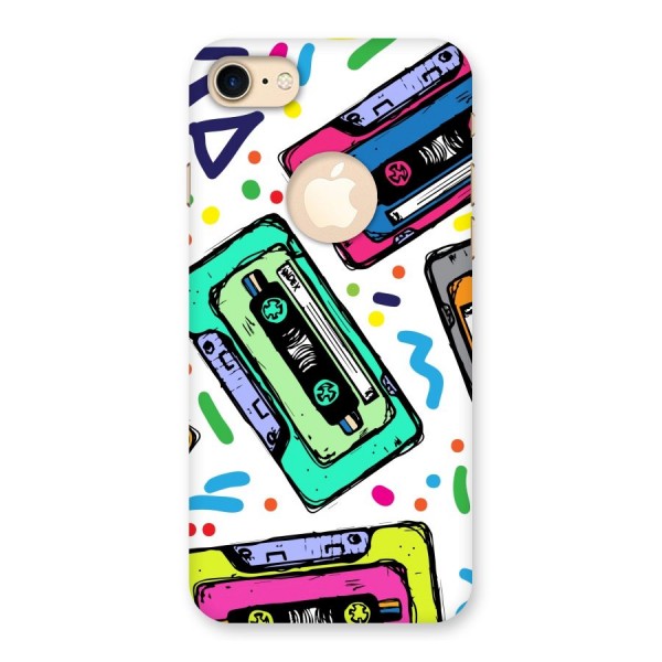 Cassette Pattern Back Case for iPhone 8 Logo Cut