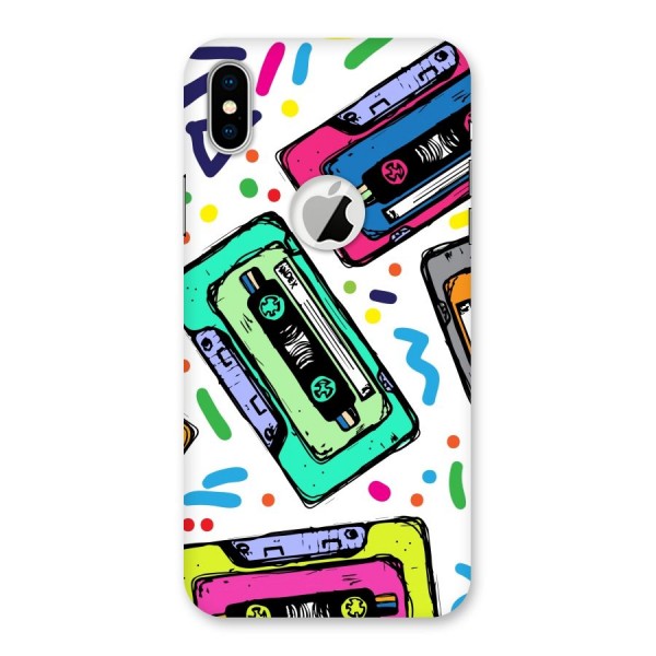 Cassette Pattern Back Case for iPhone XS Logo Cut