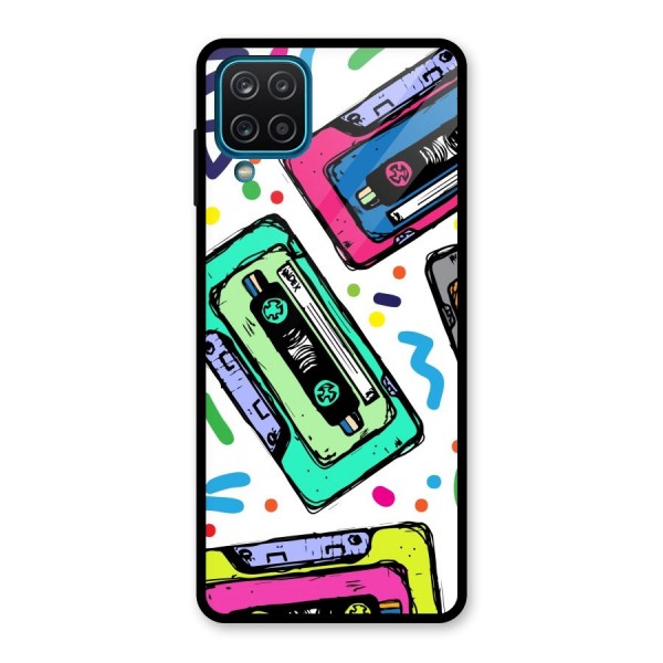 Cassette Pattern Glass Back Case for Galaxy A12