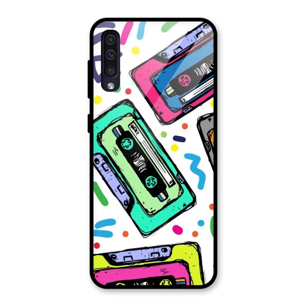 Cassette Pattern Glass Back Case for Galaxy A30s