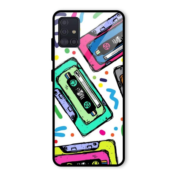 Cassette Pattern Glass Back Case for Galaxy A51