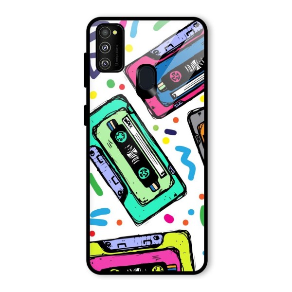 Cassette Pattern Glass Back Case for Galaxy M21