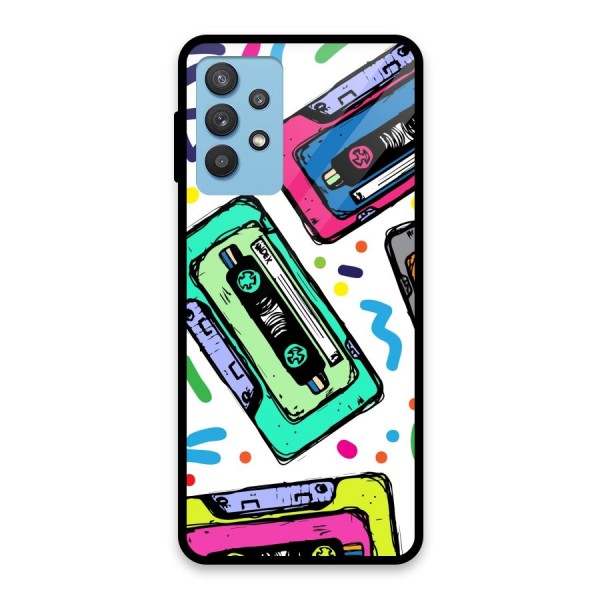 Cassette Pattern Glass Back Case for Galaxy M32 5G