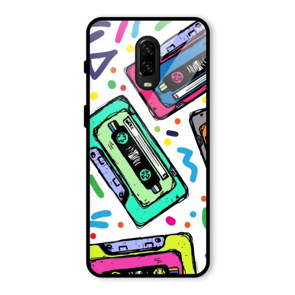 Cassette Pattern Glass Back Case for OnePlus 6T