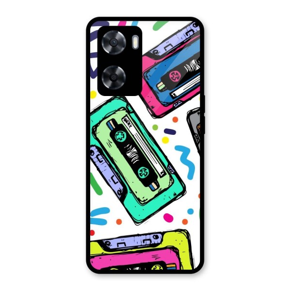 Cassette Pattern Glass Back Case for Oppo A57 2022