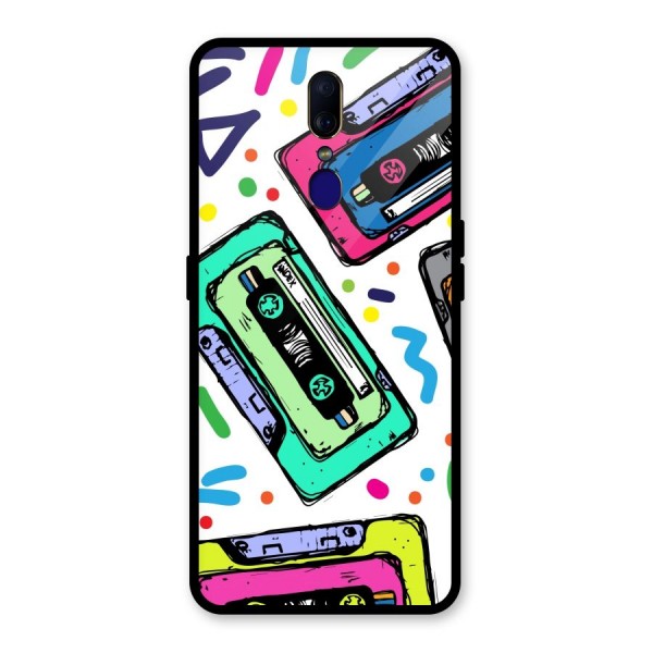 Cassette Pattern Glass Back Case for Oppo F11