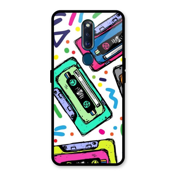 Cassette Pattern Glass Back Case for Oppo F11 Pro