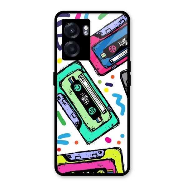 Cassette Pattern Glass Back Case for Oppo K10 (5G)