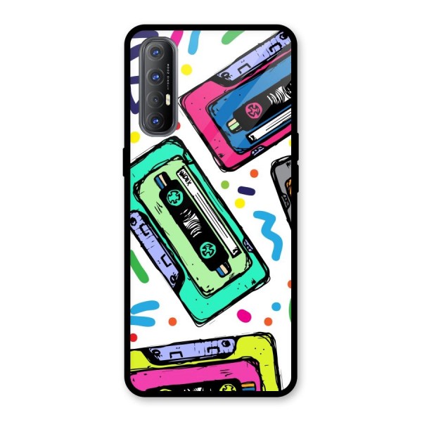 Cassette Pattern Glass Back Case for Oppo Reno3 Pro