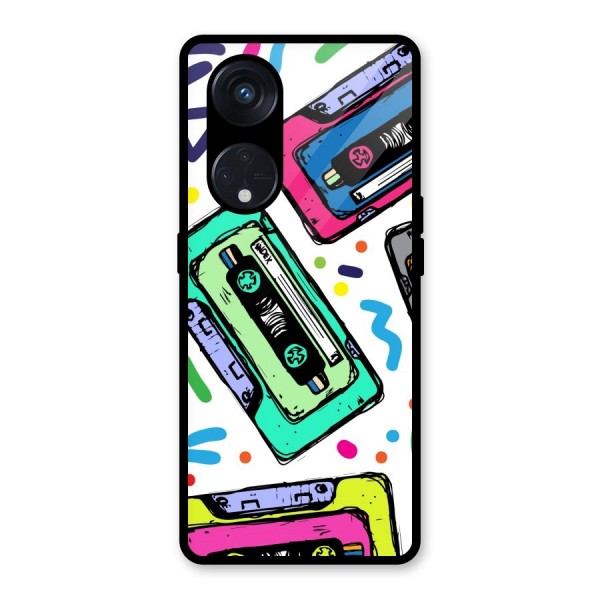 Cassette Pattern Glass Back Case for Reno8 T 5G