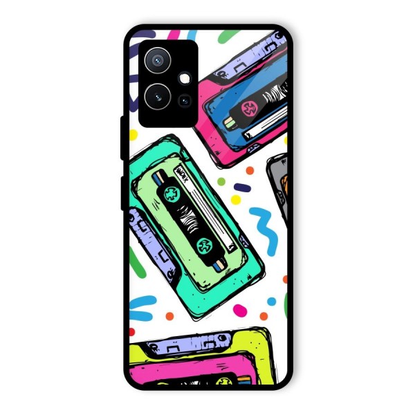 Cassette Pattern Glass Back Case for Vivo T1 5G