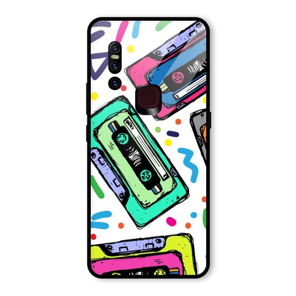 Cassette Pattern Glass Back Case for Vivo V15