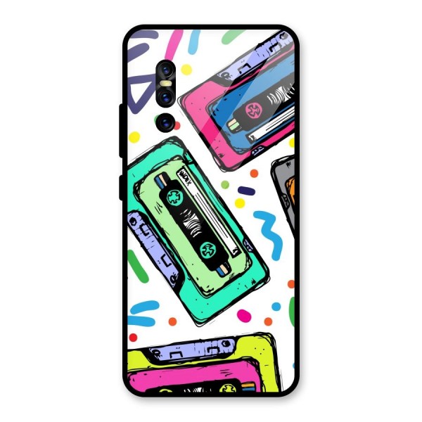 Cassette Pattern Glass Back Case for Vivo V15 Pro