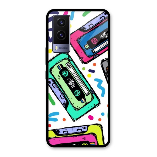 Cassette Pattern Glass Back Case for Vivo V21e 5G