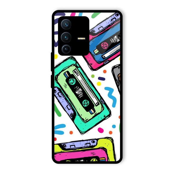 Cassette Pattern Glass Back Case for Vivo V23 Pro