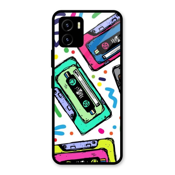 Cassette Pattern Glass Back Case for Vivo Y15s