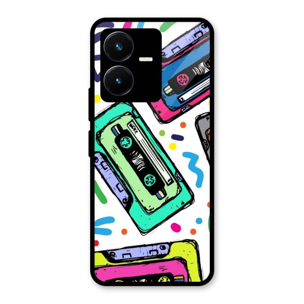 Cassette Pattern Glass Back Case for Vivo Y22